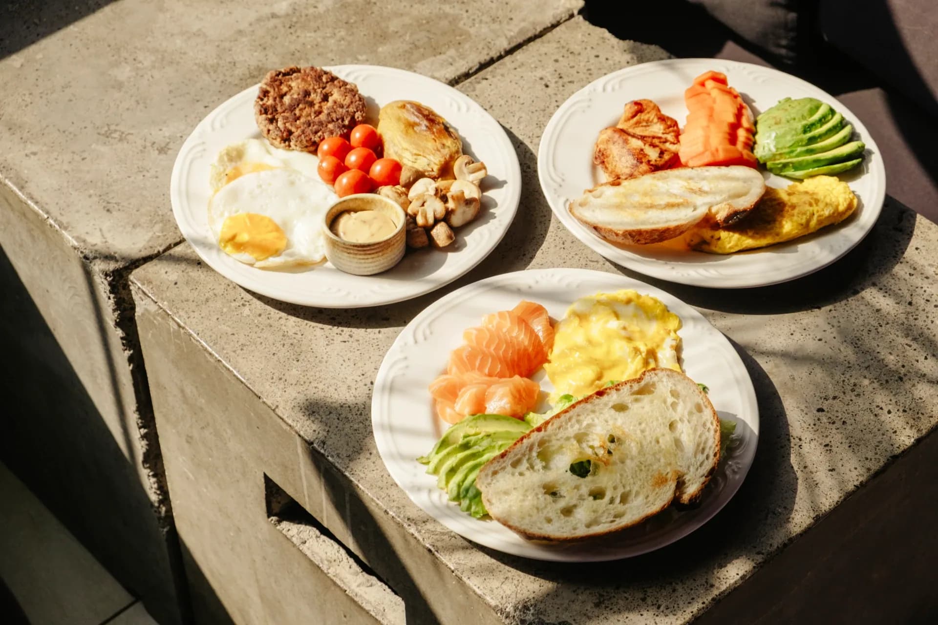 Breakfast with croissant and eggs